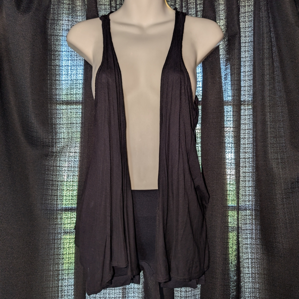 Chic Black Open Front Vest